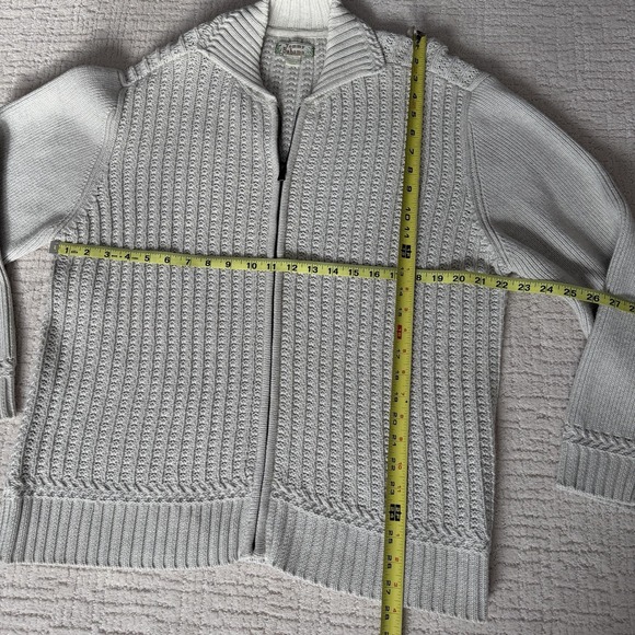 Tommy Bahama Cotton- Heavy Cable Knit Sweater Cream White Women's Sz L Full Zip - Picture 6 of 13